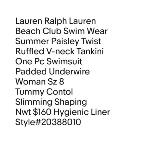 LRL Beach Club Swimsuit Woman 8 Summer Paisley Twist Underwire Tummy Contol Nwt - Picture 10 of 11